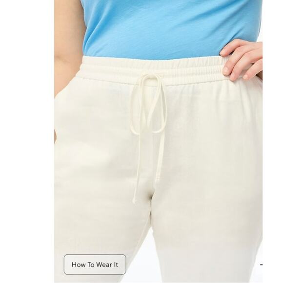 J.Crew Linen Cotton Blend Drawstring Pants in White Size 6 - Picture 10 of 14
